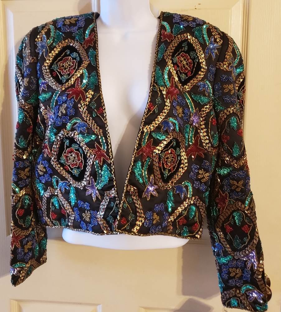 NWT Vintage Black Tie brand sequined jacket size Large